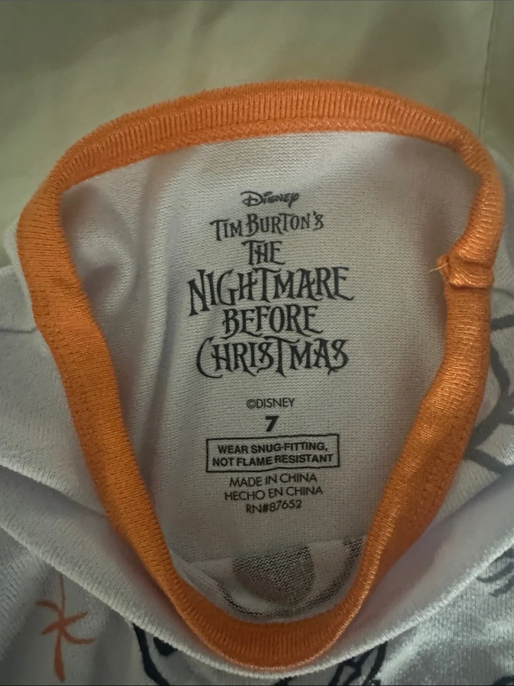 Disney Orange and White Jack Skellington Pumpkin Pajama Set